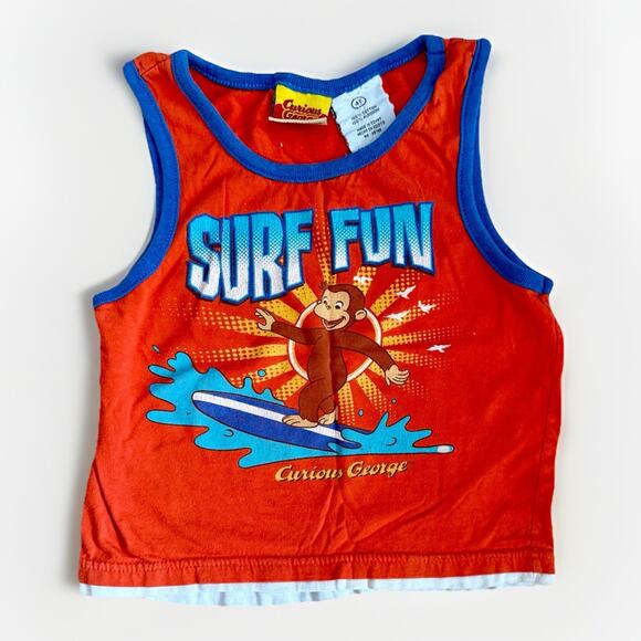 Vtg Curious George Kids Tank Top Red Size 4T Y2K Monkey - Picture 1 of 6